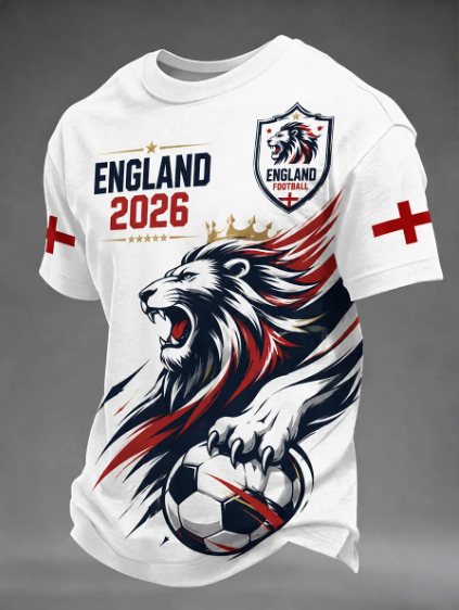 Badminton England - 남성용 잉글랜드 라이온 축구 반팔 티셔츠,